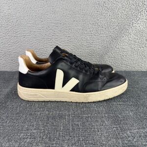 Veja V-12 Sneaker Men Size 12 Black White Leather Low Top Shoes